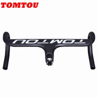 tomtou carbon road bicycle integrated handlebar with stem 400420440mm bike road bent bar for fork 28 6mm matte white