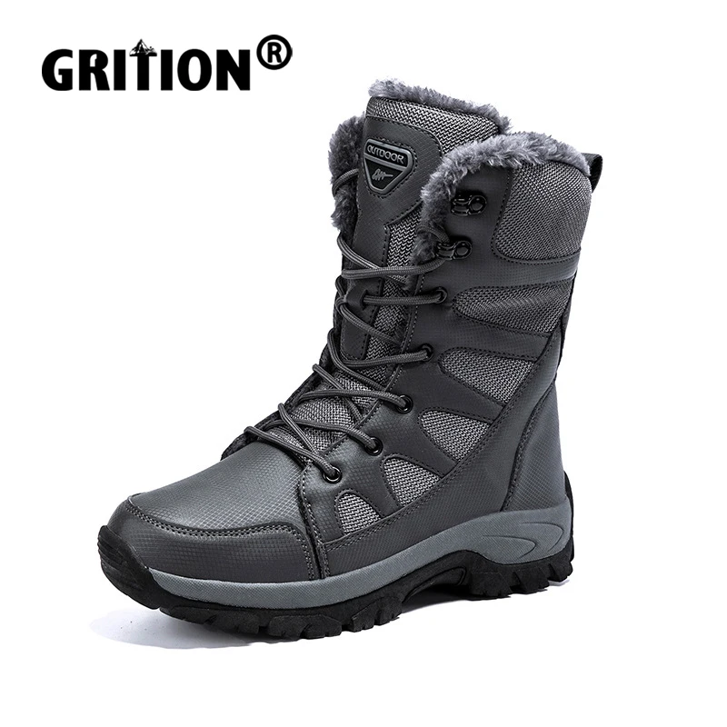 

GRITION мужские походные ботинки, зимние сохраняющие тепло мужские треккинговые ботинки до щиколотки, снежные уличные кроссовки 2022, Нескользя...