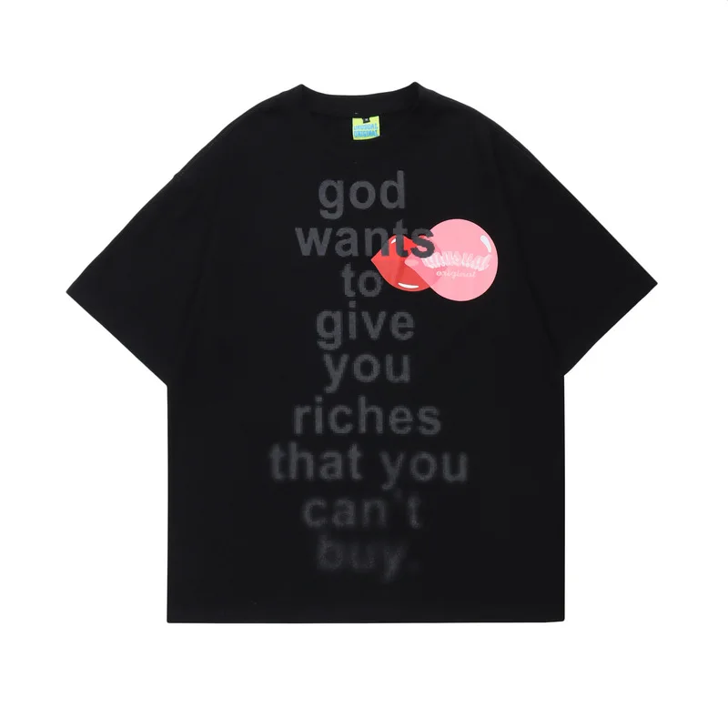 

Мужская свободная футболка с коротким рукавом, круглым вырезом и принтом, лето 2022