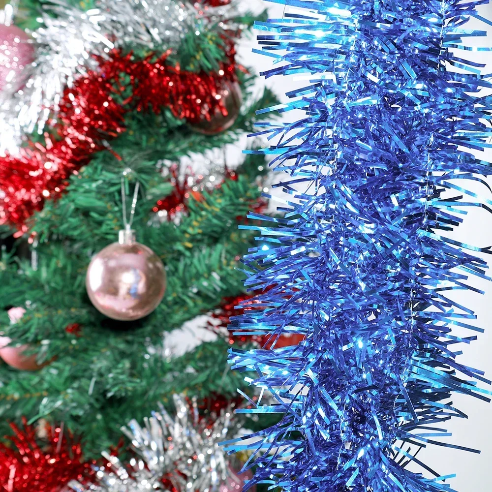 1-20PCS 1.5M Christmas Ribbon Garland Colorful Cane Foil Tinsel Glitter Metallic Xmas Tree Wrapping Ribbons Ornaments DIY Decor