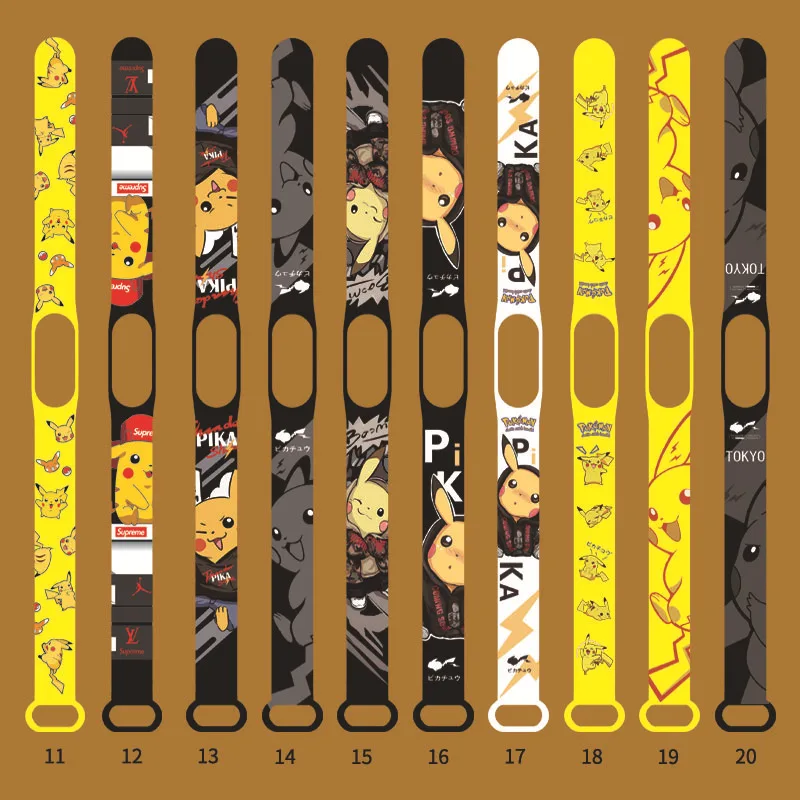 

Pokemon Pikachu watch strap suitable for Xiaomi bracelet 3/4/5/6 wristband personality fashion printing children Christmas gift
