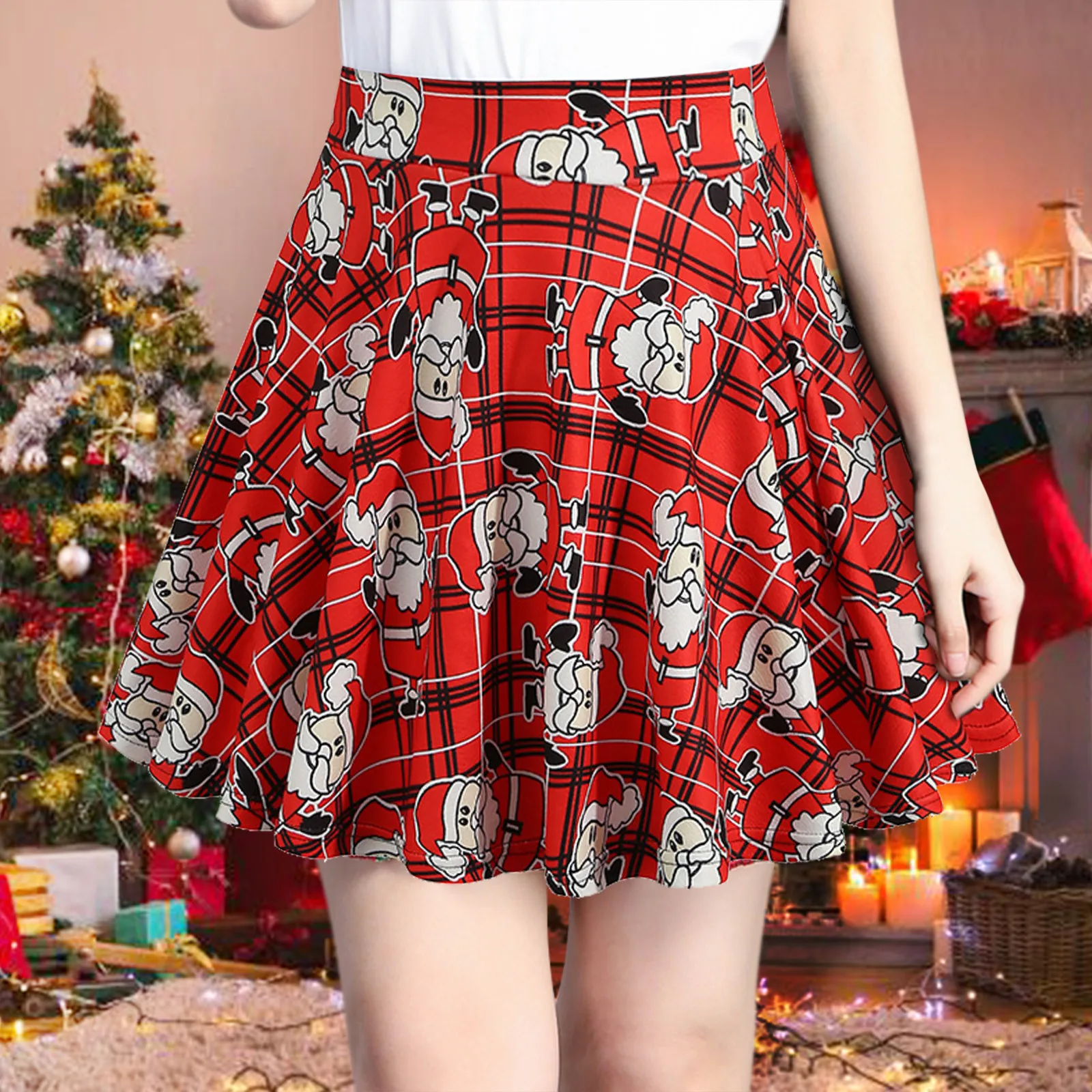 

High Waist Skirt Women Fashion Party Christmas Printed Skirt Womens Skirt Summer