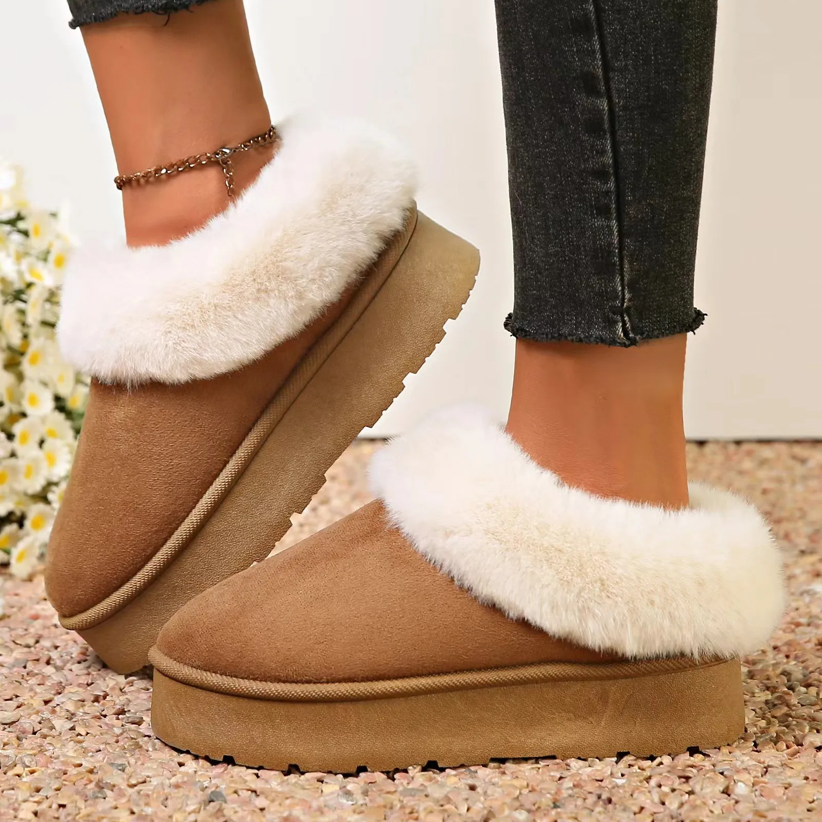 Winter New Women's Thick Sole Sheepskin Wool Anti Slip Snow Boots Fashion Mini Warm Thickened