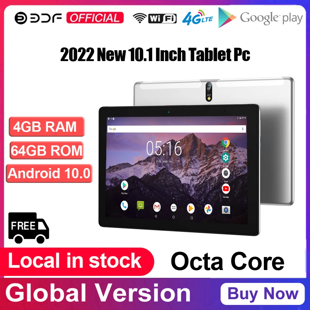 New 10.1 Inch Tablet Pc Android 10.0 Octa Core 4GB RAM 64GB ROM 4G Network Dual SIM Cards Google Play Bluetooth WiFi Tablette