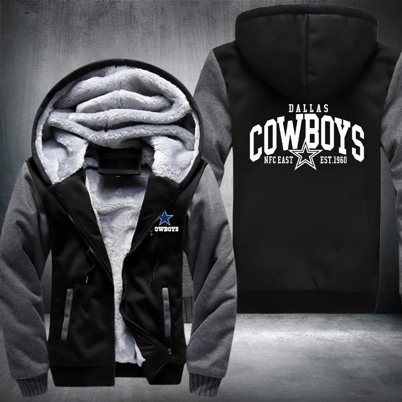 

2022 New Winter Men Hoodies Fashion Dallas Cowboys Logo Jacket High Quality Casual Wool Liner Fleece Sweatshirts Male Hoody Coat
