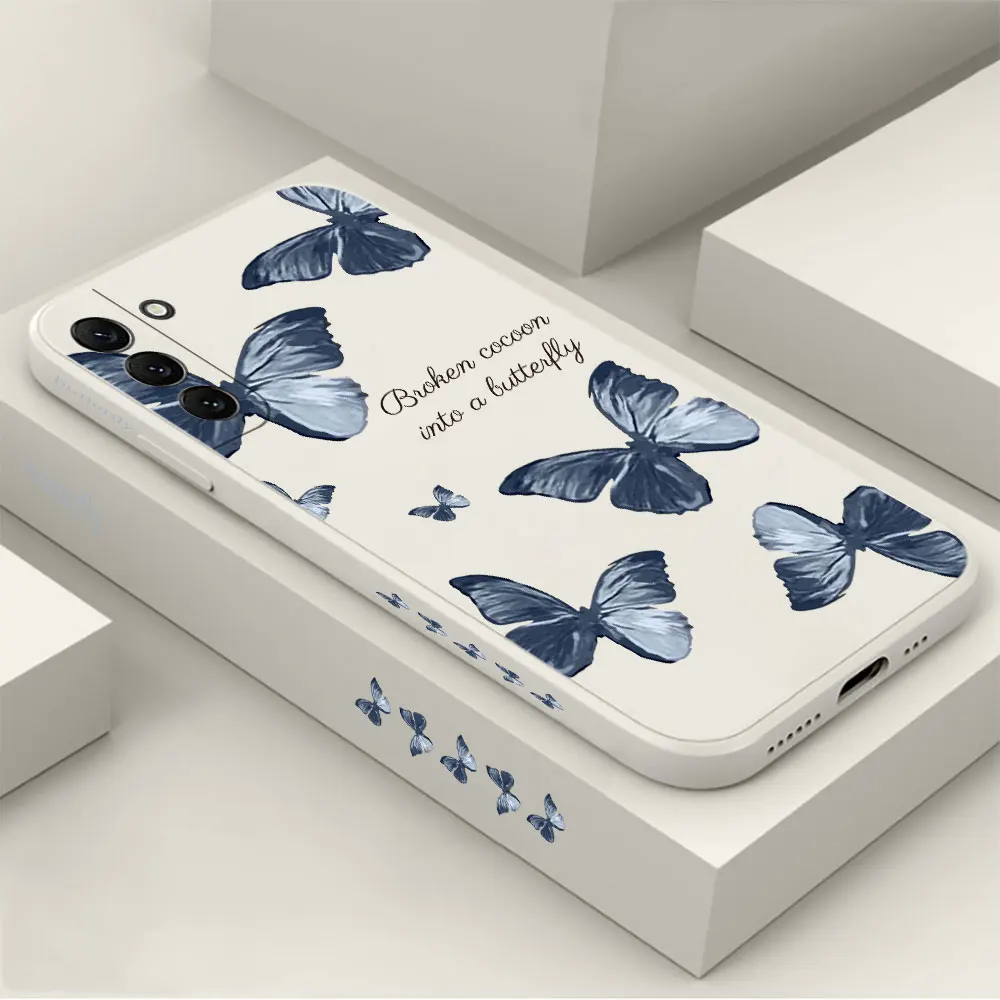 

Чехол для телефона с синей бабочкой для Samsung Galaxy S23 S22 S21 S20 FE Ultra 5G S11 S11E S10 S10E S9 Plus Lite, чехол, оболочка