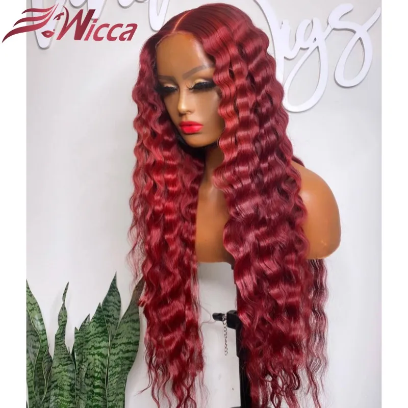 Бордовые вьющиеся парики 13x 4 из человеческих волос на сетке спереди для женщин