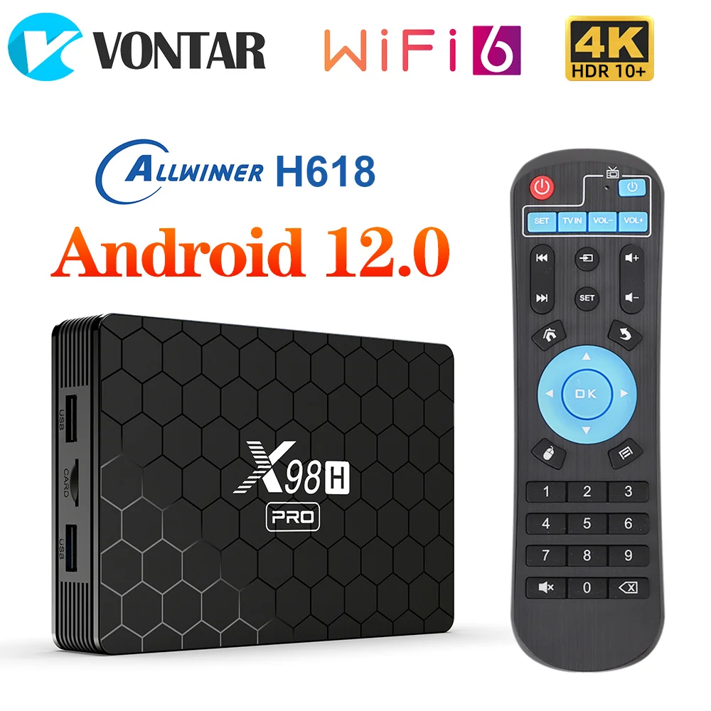 

VONTAR X98H Pro 4GB 64GB Smart TV Box Android 12.0 Allwinner H618 Quad Core 6K 4K Wifi6 Gigabit LAN HD In Set top box 32G 2G16G