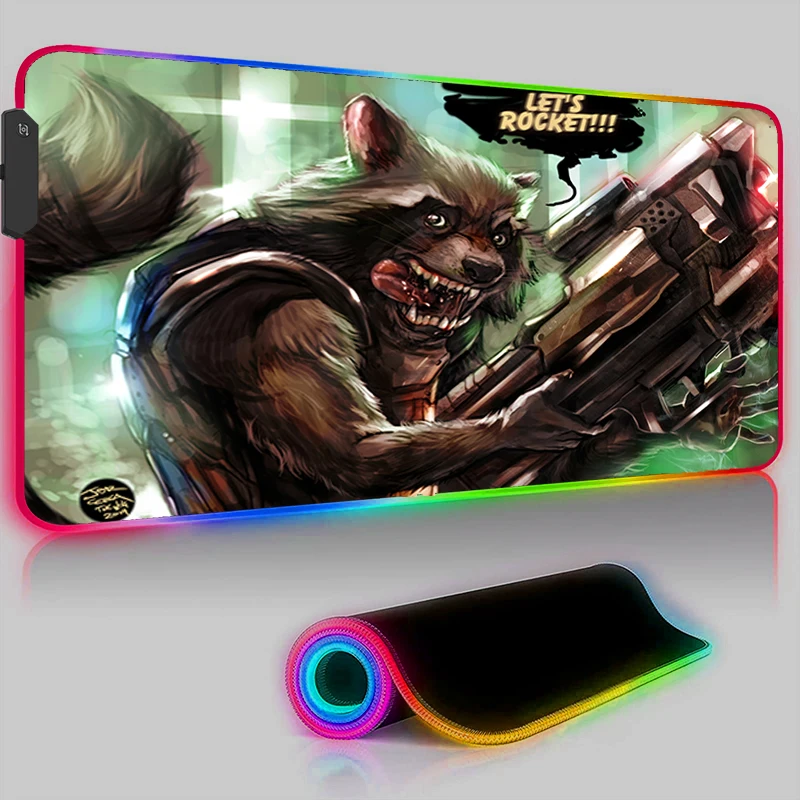 

RGB LED Gaming Mouse Pad Guardians of the Galaxy Anti-skid Rug Anime Mouse Mats Mousepad Luminous Keyboard Mat Pc Accessories