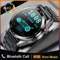sacosding new amoled screen smart watch men bluetooth call 8g ram local music smartwatch for huawei xiaomi support tws earphones