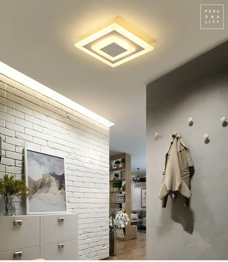 

3-Color Changing Acrylic LED Ceiling Light Loft Corridor Aisle Chandelier Fixture Hallway Pendant Lamp Indoor 110V