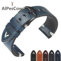 wrist band cowhide watch strap 20mm 22mm bracelet for samsung gear s3 blue men cow leather watch bands