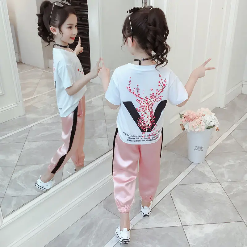 

Sets Girls Summer 2021 New Child Fashion Casual Two-piece Suit Children's Clothing Baby Sets 10T Kids School Girl Outfit Pants