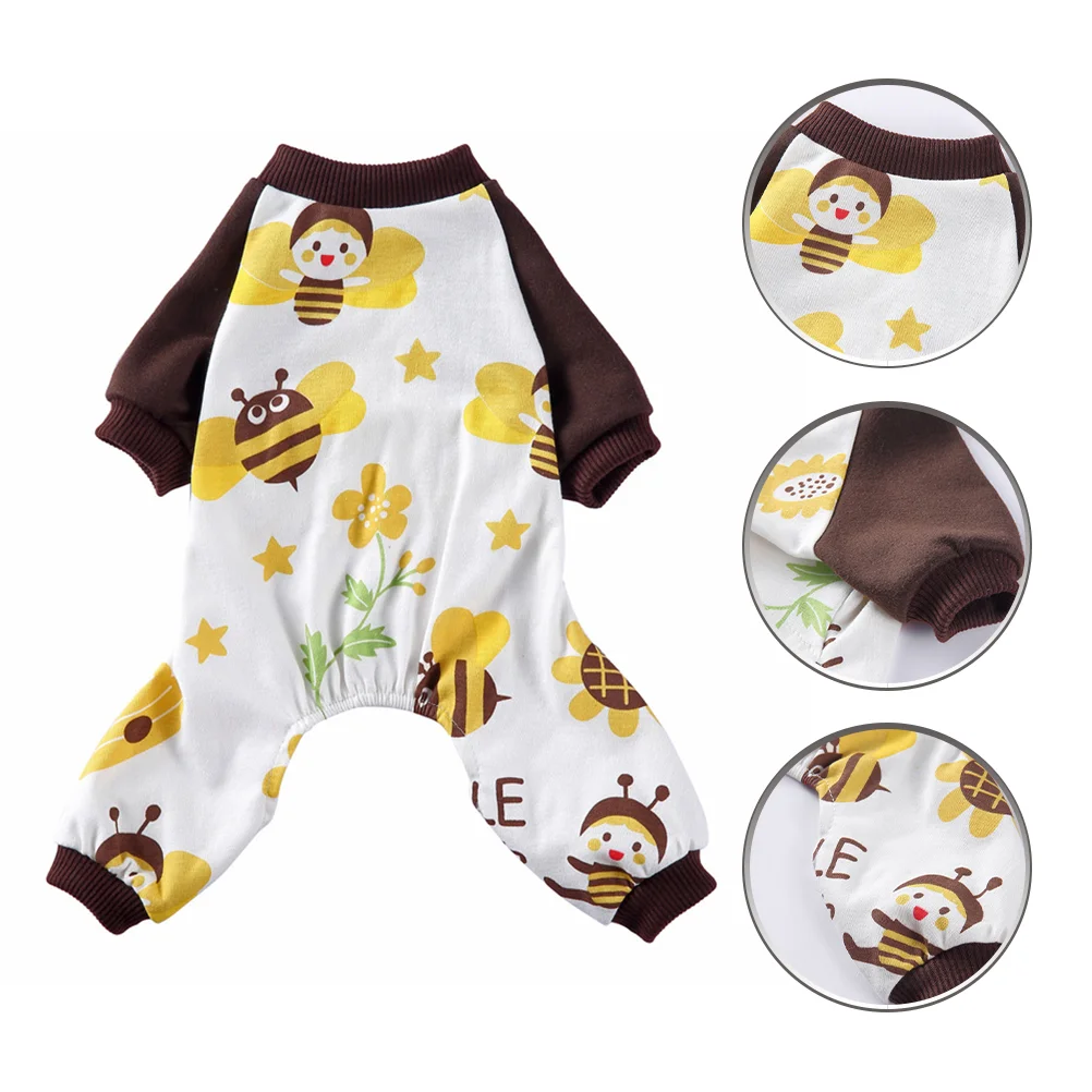 

- Adorable Apparel Jumpsuit, Clothes Pjs with Bees Pattern, Fashionable Lightweight Puppy Jumpsuit for Small Medium Wearing