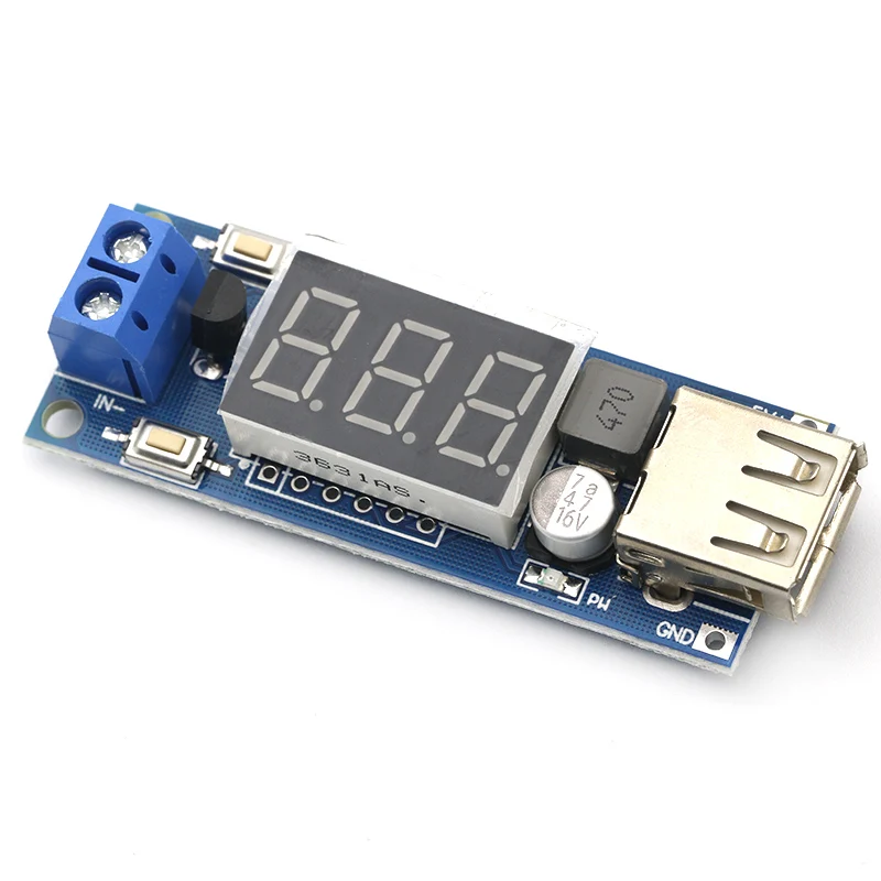 usb car charger led step down buck converter voltmeter module low power dc 4 5 40v to 5v 2a high efficiency low ripple board free global shipping