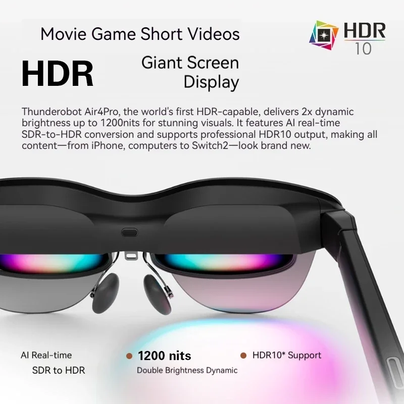 Фото Умные AR-очки RayNeo Air 4 Pro с записью видео 4K для смартфона, Switch, PS5, дисплей HDR10 1200 нит, виртуальный экран 135 дюймов №3