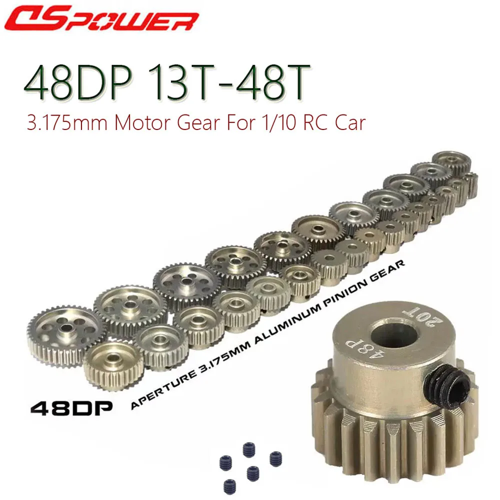 

RC Car Motor Gear 48DP 3.175mm Pinion 13t To 48t for 1/18 1/16 1/12 1/10 1/8 RC Buggy Monster Truck Drift Car Off-road Crawler