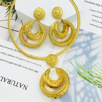 jewelry sets fashion brazilian african hot sale copper big earrings pendent necklace for women party wedding gifts