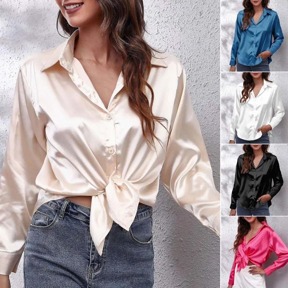 

Office Lady Shirt Single Breasted Spring Summer Elegant Turndown Collar Top Slim-fitting Buttons Shirt for Office Streetwear