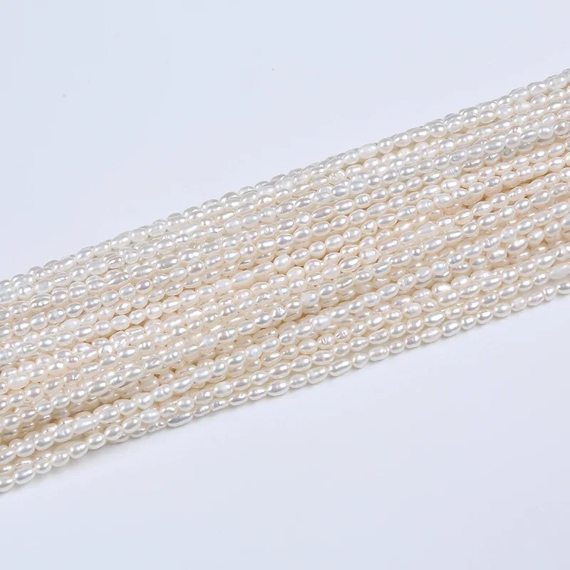 3-3 5 мм AAA натуральный пресноводный рисовый жемчуг оптовая продажа жемчужной нити