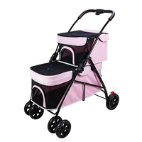 portable double layer pet stroller for small medium dogs cats detachable 4 wheels cats stroller pet stroller for dogs