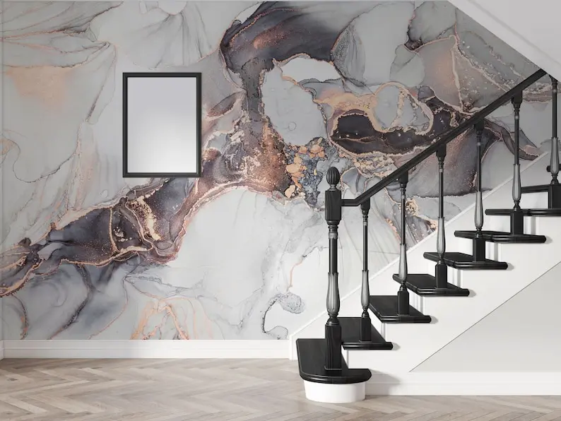 Роскошные обои с мраморным узором под розовое золото самоклеящиеся настенные