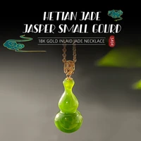 genuine hetian jade jasper small gourd 18k gold inlaid jade necklace ladies extravagant classic jewelry gift box premium gift