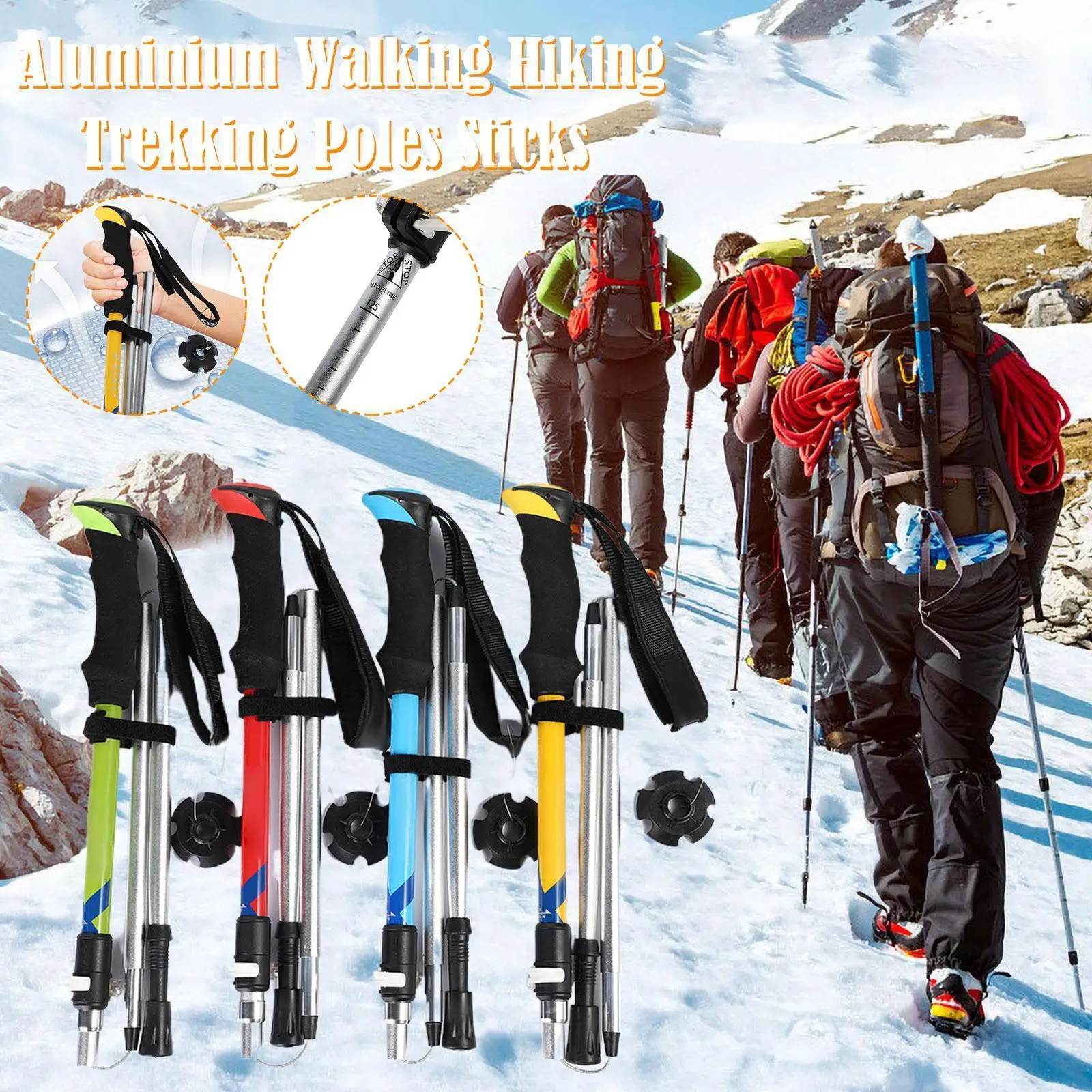 

Aluminium Walking Hiking Trekking Poles Sticks Anti Equipment Crutch Shock Camping Telescopic Hiking Adjustable Canes S2B9