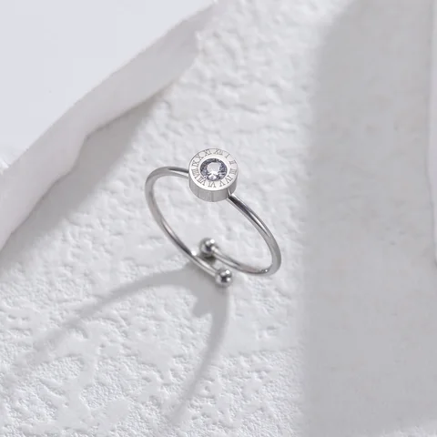 Кольцо из нержавеющей стали с цирконом