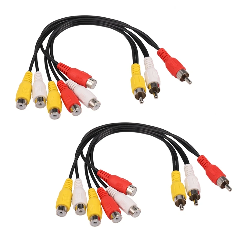 

2X New 3 RCA Male To 6 RCA Female Plug Splitter Audio TV DVD Video Adapter AV Cable