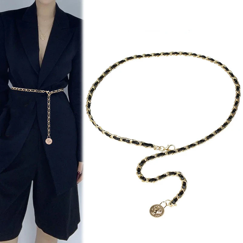 

Fashion Chain Belt For Women Metal Waist Chain Designer Luxury Brand Female Dress Jeans Decoration Waistband