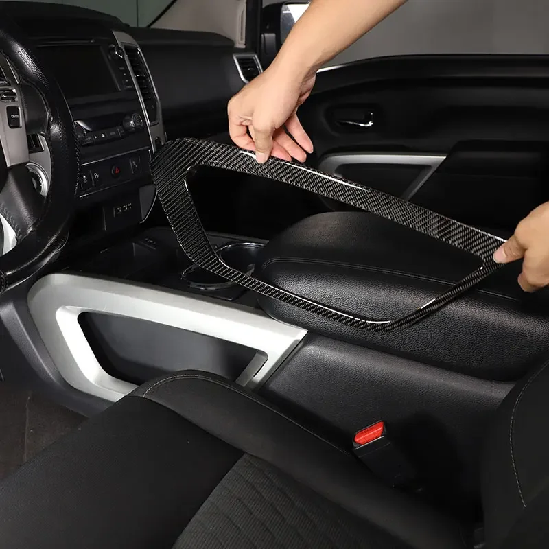 Для Nissan Titan 2016-2023 мягкая карбоновая Автомобильная центральная консоль боковая