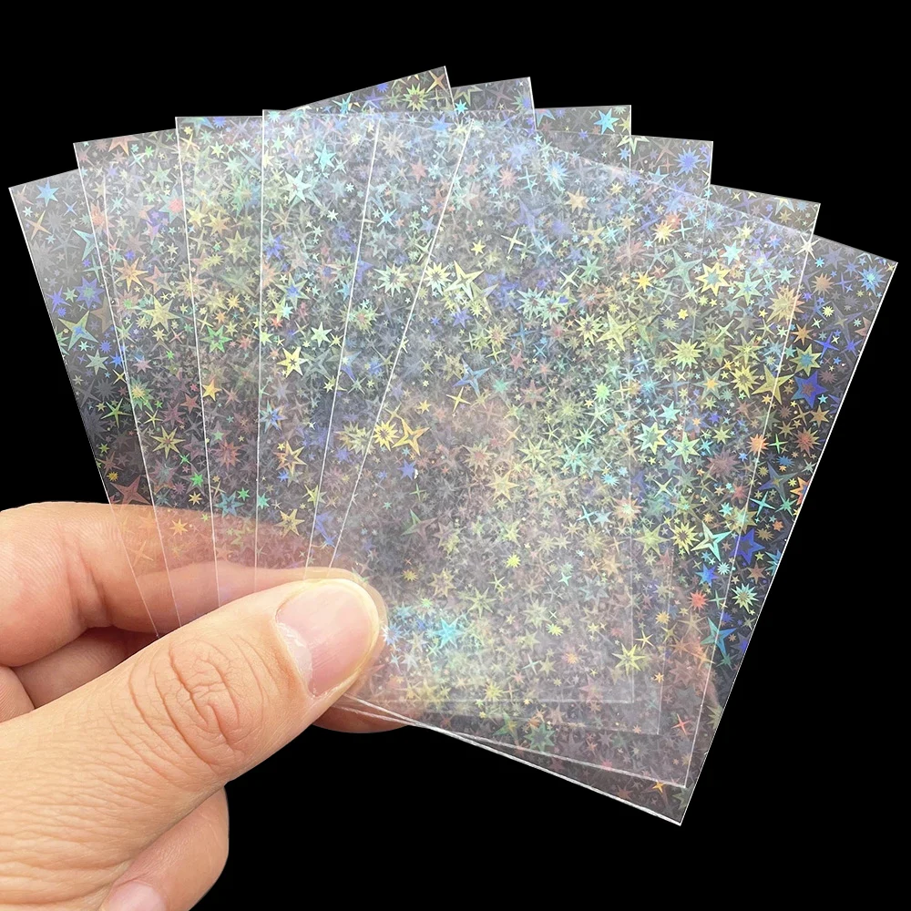 

100pcs/Lot Little Star Laser Flashing Card Sleeves for YGO Trading Shield Magic Card Protector Holographic Foil Protective Cover