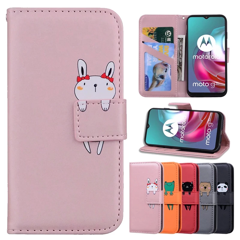 

Wallet Case for Motorola Moto E20 E30 E40 G10 G30 G31 Cute Cartoon Animals Leather Card Slots Flip Cover for Moto G9/G9 Play