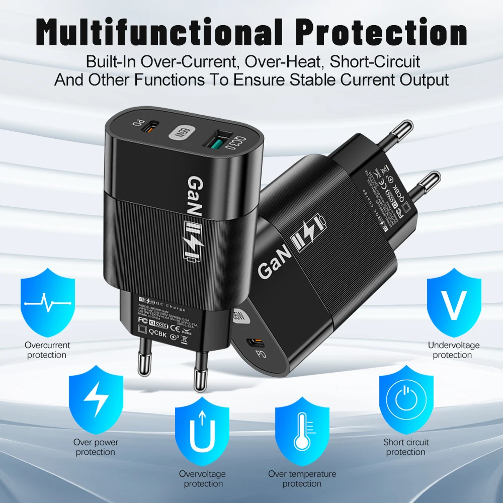 65W GaN USB C Chargers Fast Charging Charger For iPhone 14 13 Pro Max Xiaomi OnePlus Adapter QC4.0 3.0 Mobile Phone PD Chargers