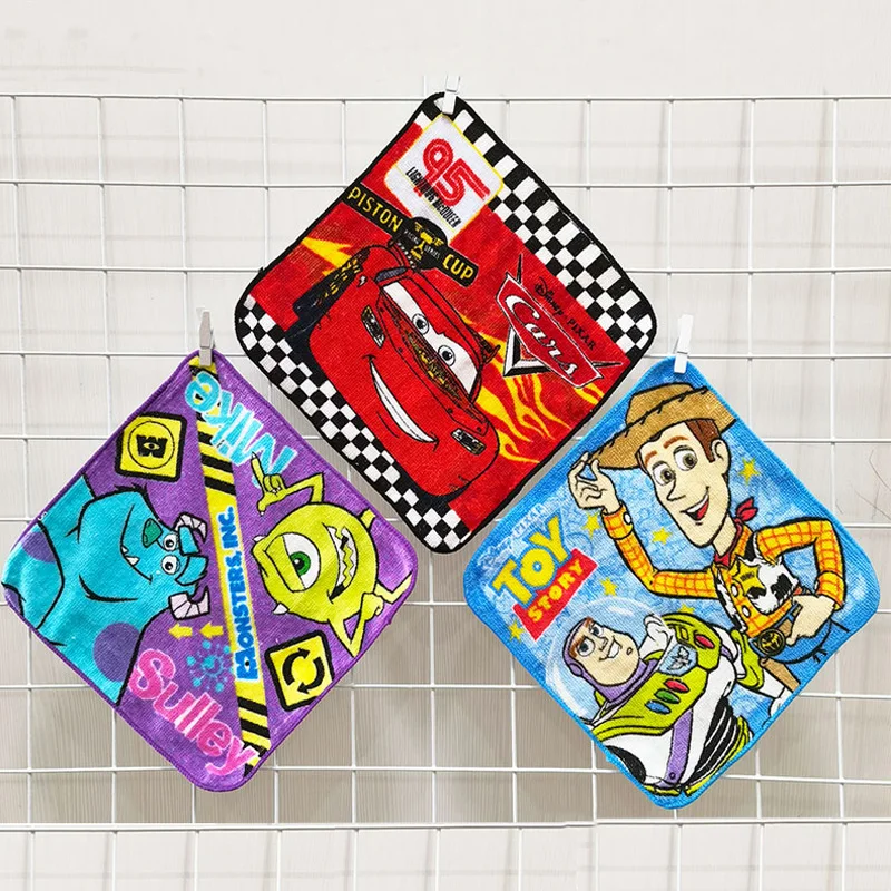 

Disney Cartoon Cotton Hand Towel McQueen Car Toy Story Baby Boy Girl Wash Face Hand Adult Square Towel Handkerchief 20x20cm