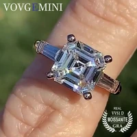 vovgemini lab grown diamond engagement rings 925 silver 2 25ct asscher moissanite gra certified jewelry women gift anillos