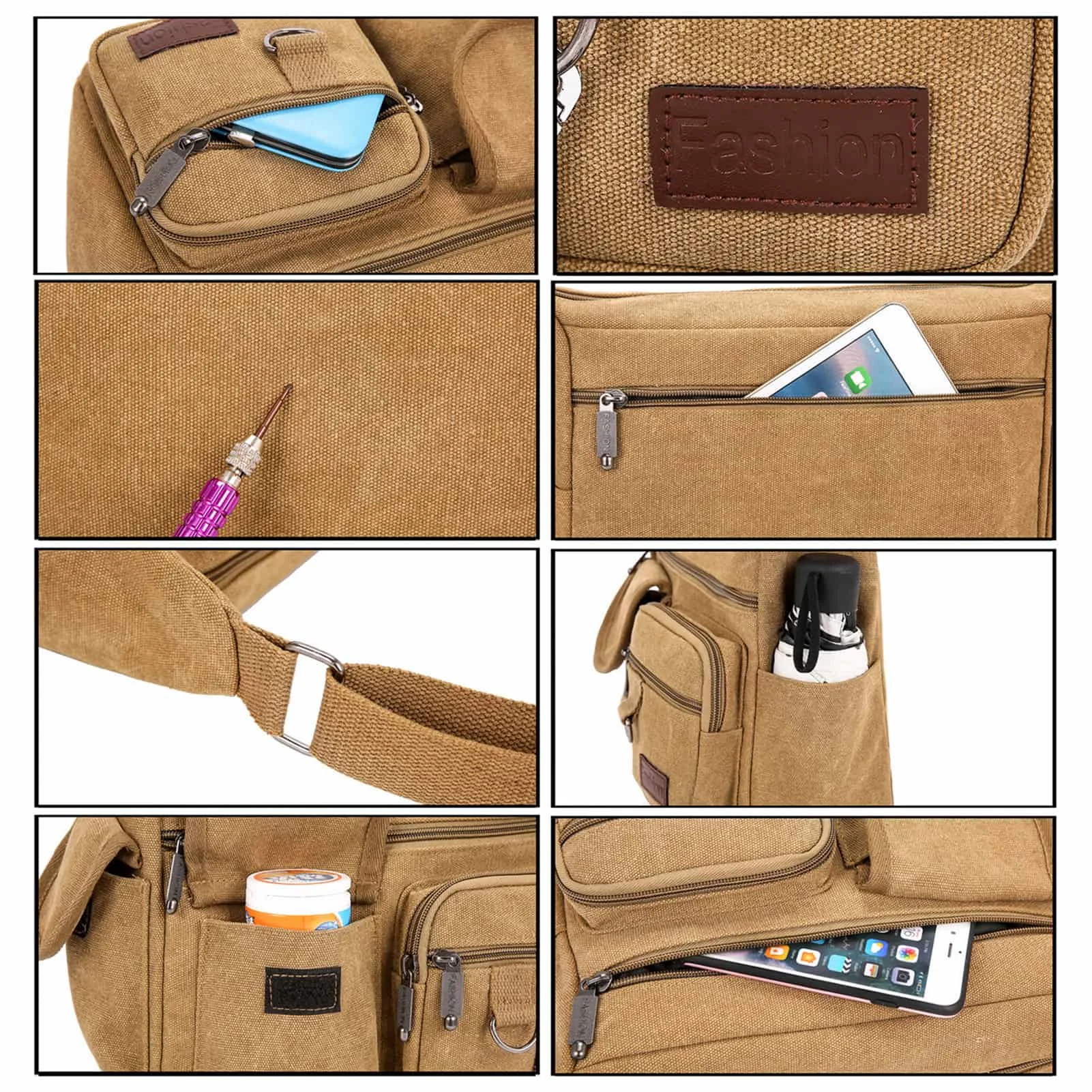 Пеньковая Сумка-ранец маленький мессенджер на плечо боковая