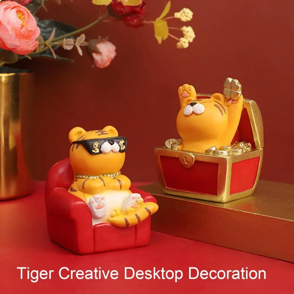 

Tiger Sculpture Cute Resin Clear Carved Chinese Zodiac Year Tiger Ornament Desktop Supplies Tiger Ornament Tiger Figurine