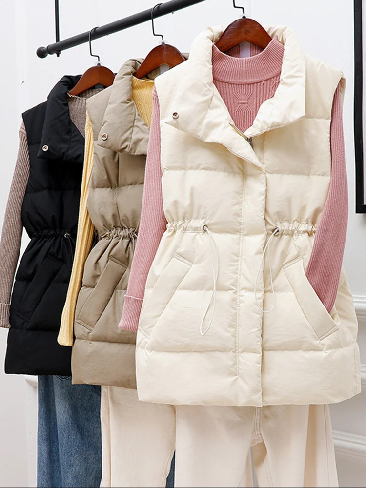 

Tunic Winter Duck Down Vest Women Casual Warm Fashion Slim Jackets Autumn Basic Waistcoat ED1806