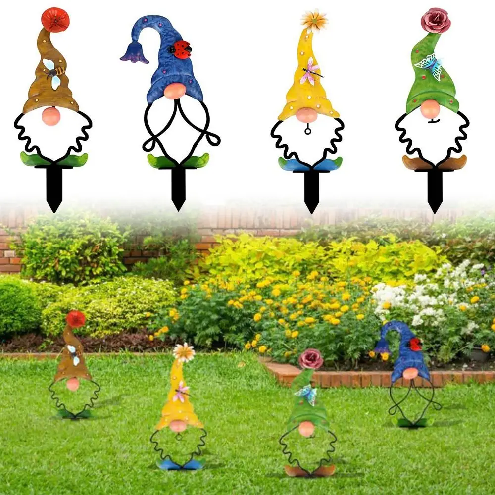 

Garden Ornamrnt Outdoor Courtyard Spring Easter Elf Sculpture Yard Lawn Stakes Gnome Statue Metal Silhouettes Figurine