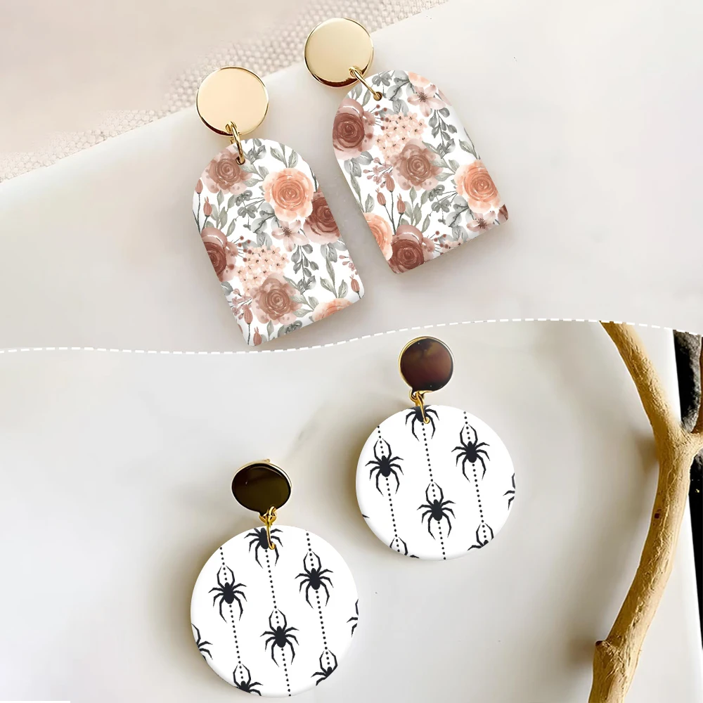 Ретро цветочный Хэллоуин паук узор полимерная глина переносная бумага для