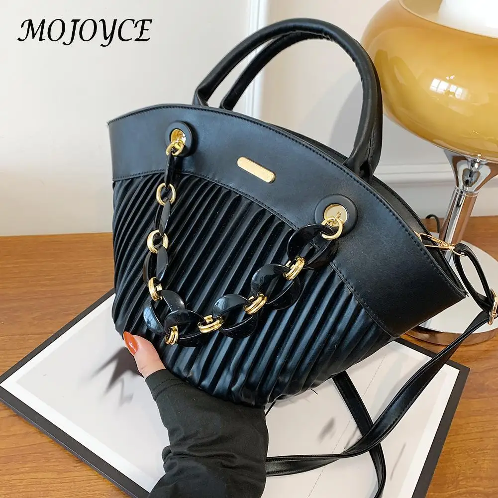 

PU Leather Women Shoulder Bag Acrylic Chain Shell Tote Summer Beach Bags Crossbody Bag Trend Fashionable NewLady Large Handbags
