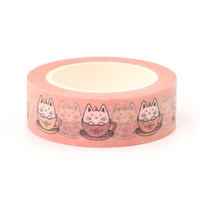2022 new 1pc 15mm10m decorative coffee cup cat washi tape scrapbooking masking tape office supply mask washi tape