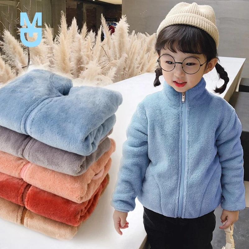 

New Kids Winter Fleece Jackets For Boys Girls Parkas Clothes Warm Velvet Teen Clothes Winter Autumn Children Outerw