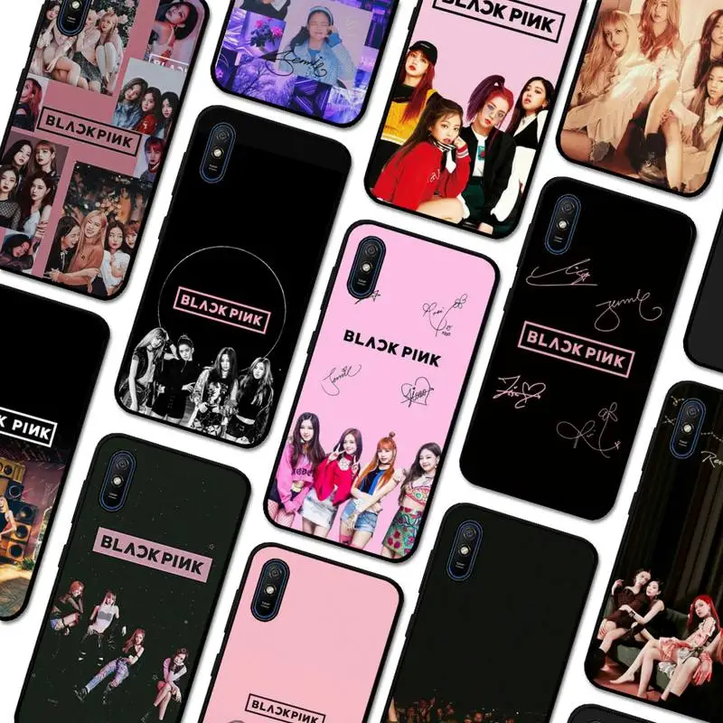 

B-BLACK--pink-kpop Phone Case for Redmi 5 6 7 8 9 A 5plus K20 4X S2 GO 6 K30 pro coque