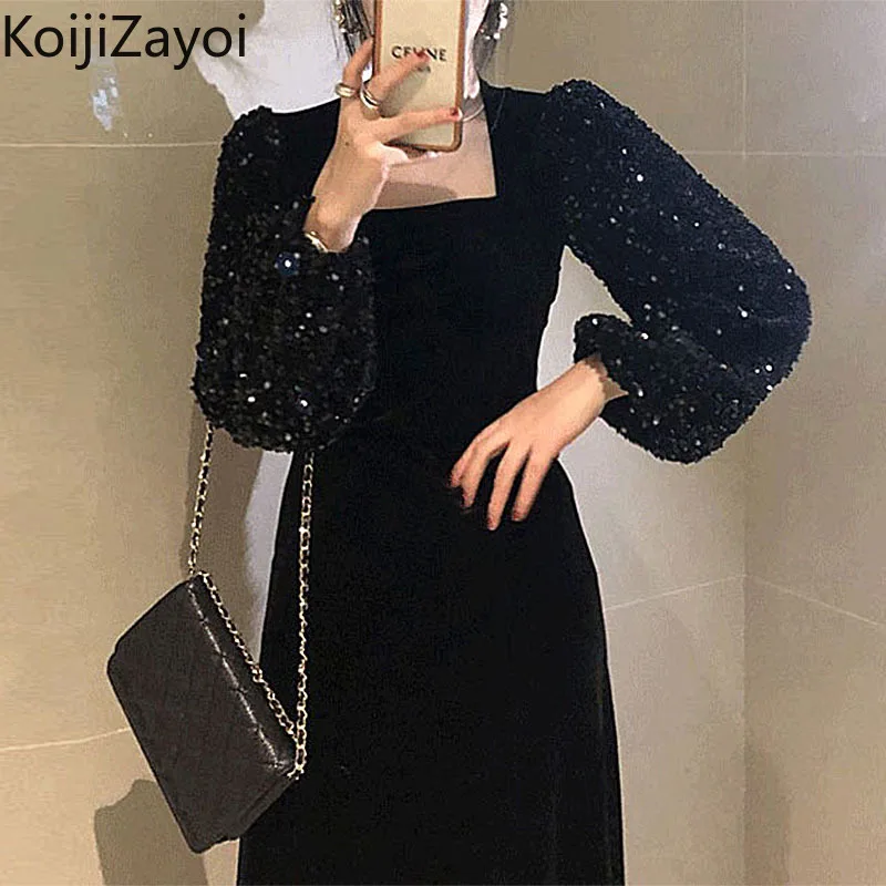 

Шикарное женское вечернее длинное платье Koijizayoi с блестками, винтажные облегающие бархатные платья с официальным принтом, Длинные облегающ...