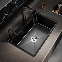Stainless steel nano-sink single-slot hand-thickened kitchen under-counter washbasin washbasin washbasin faucet set