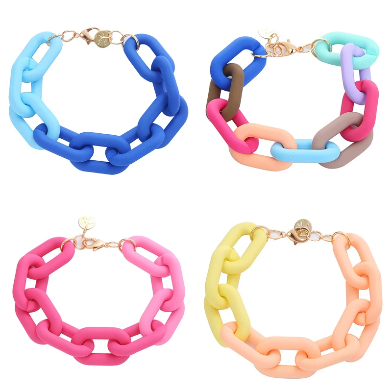 

Модные цветные браслеты Donarsei из плотной цепи для женщин, браслеты из полимерной смолы популярных цветов в стиле панк, дружеский подарок