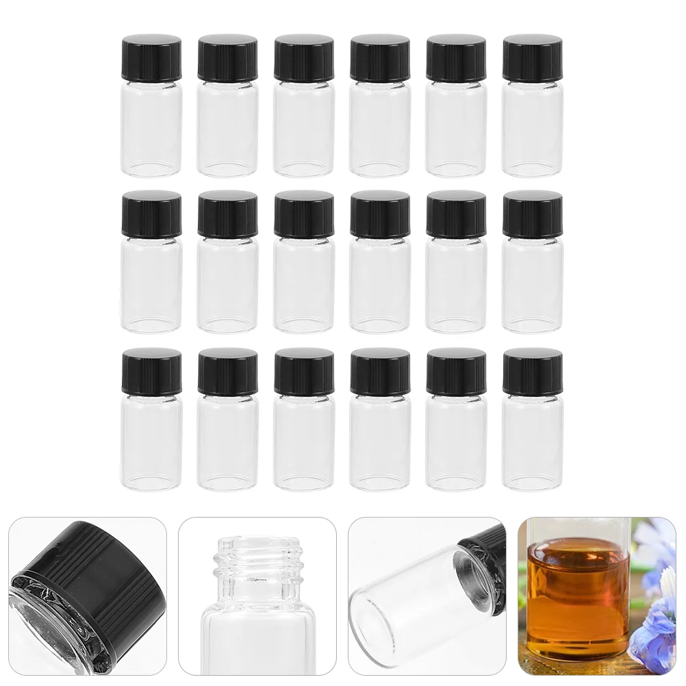 

Vials Sample Bottles Vial Bottle Clear Caps Oil Essential Reagent Screw Transparent Empty 20Ml Science Liquid Mini Container Lid